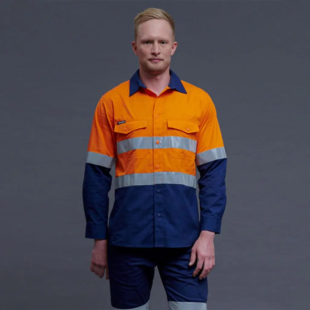 KingGee WorkCool 2 Hi Vis Reflective Long Sleeve Work Shirt K54880 KingGee